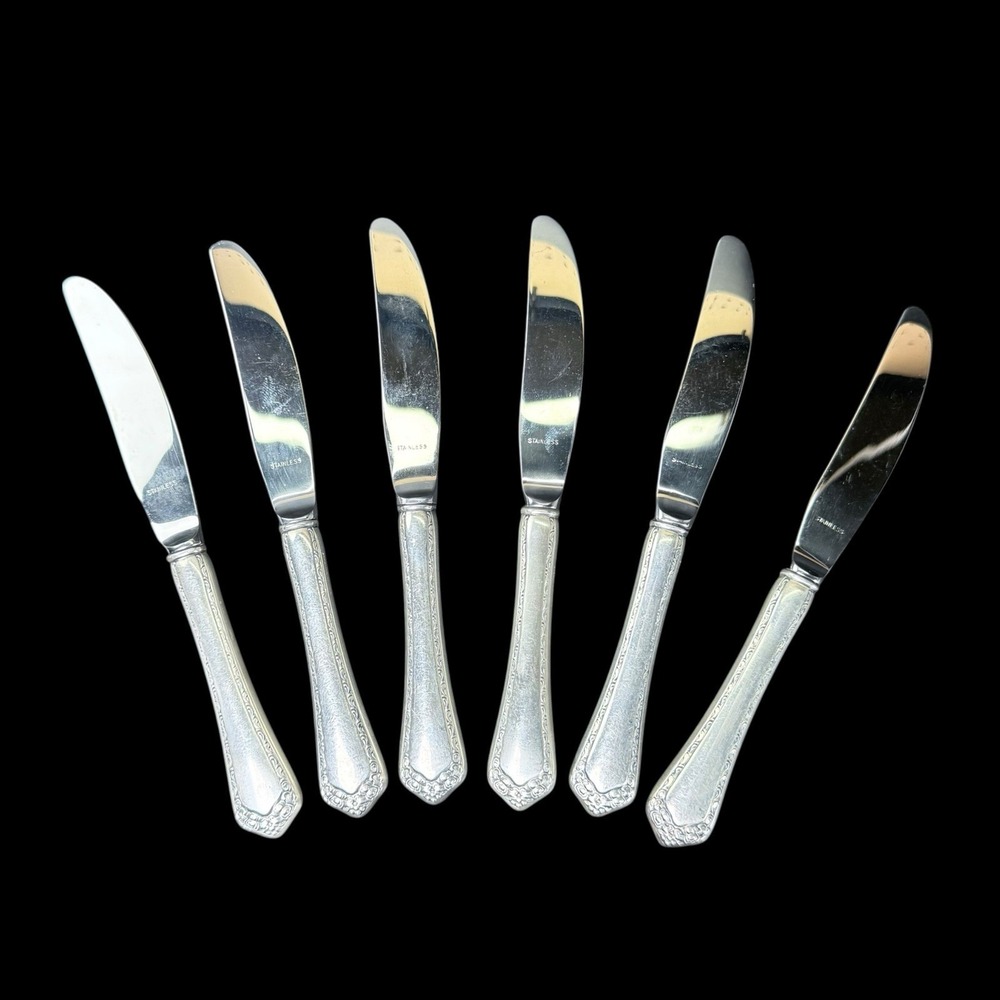 Rosemary Easterling Sterling Stainless Hollow Butter Spreaders 6 3/4" Set of 6